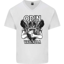 Odin Valhalla Viking Warrior Mens V-Neck Cotton T-Shirt White