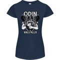 Odin Valhalla Viking Warrior Womens Petite Cut T-Shirt Navy Blue