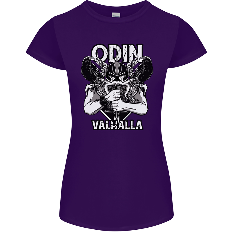 Odin Valhalla Viking Warrior Womens Petite Cut T-Shirt Purple