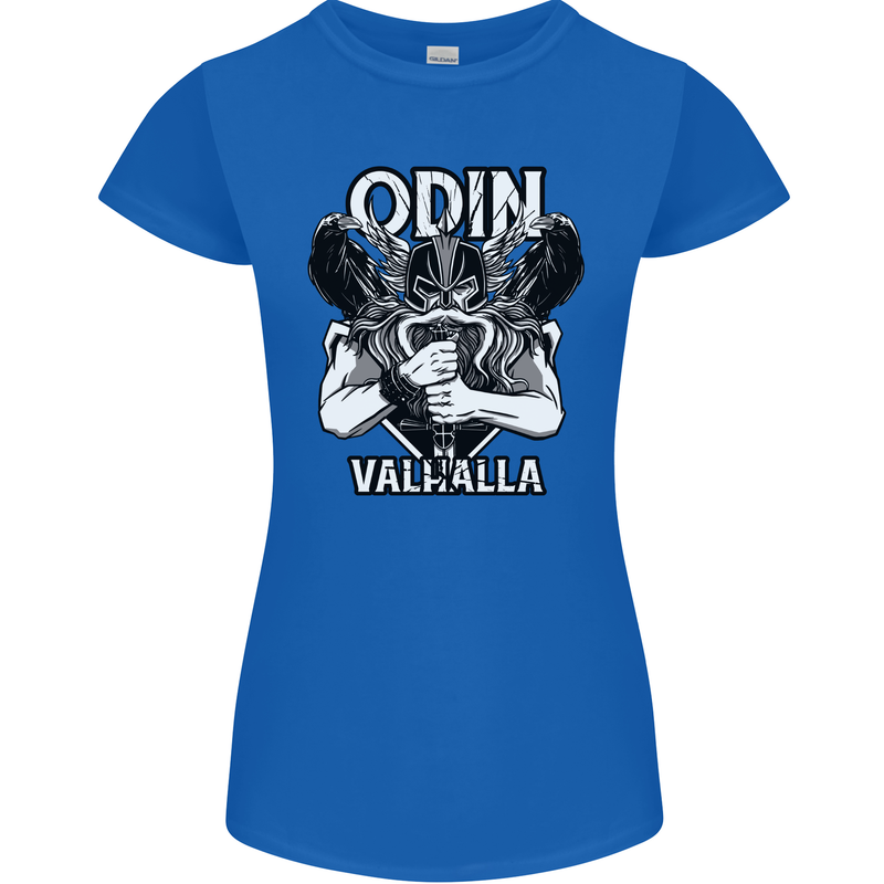 Odin Valhalla Viking Warrior Womens Petite Cut T-Shirt Royal Blue