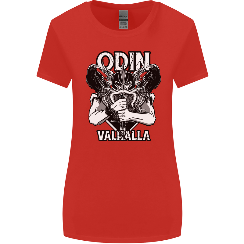 Odin Valhalla Viking Warrior Womens Wider Cut T-Shirt Red