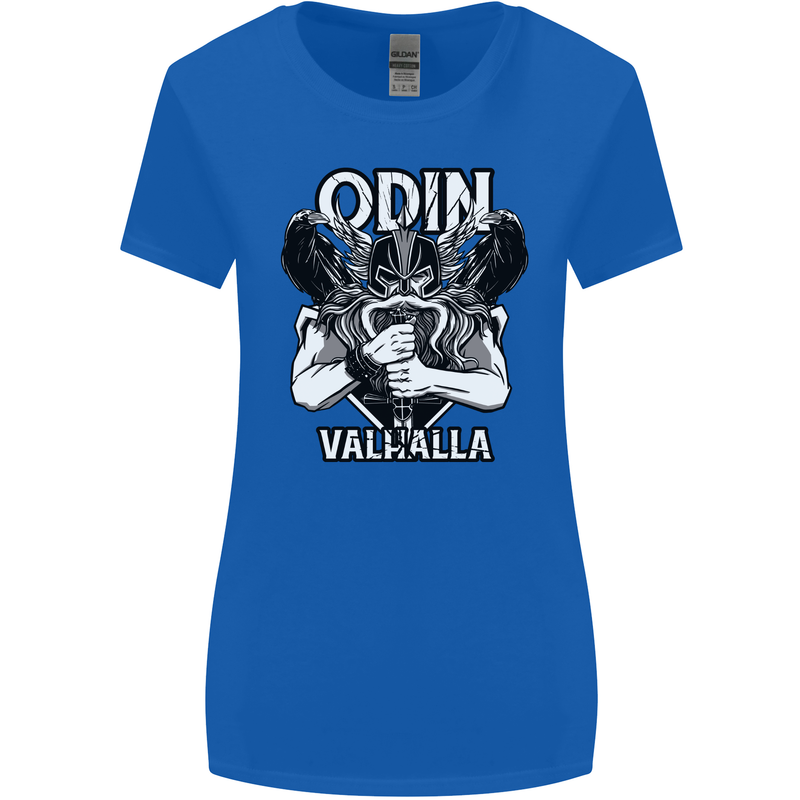 Odin Valhalla Viking Warrior Womens Wider Cut T-Shirt Royal Blue