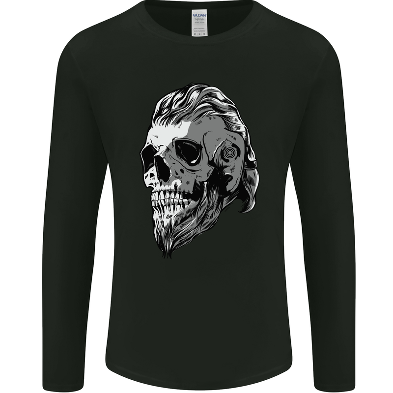 Odin Viking Skull Skull Mens Long Sleeve T-Shirt Black