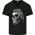 Odin Viking Skull Skull Mens V-Neck Cotton T-Shirt Black