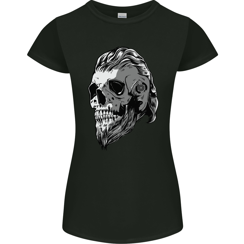 Odin Viking Skull Skull Womens Petite Cut T-Shirt Black