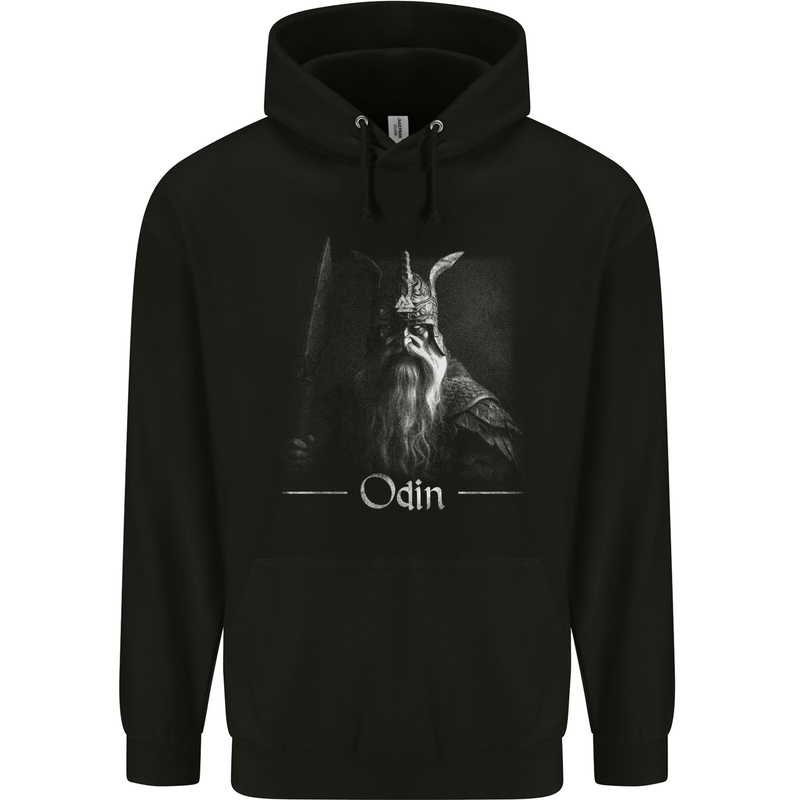 Odin With Valknut Symbol Viking Norse Warrior Childrens Kids Hoodie Black