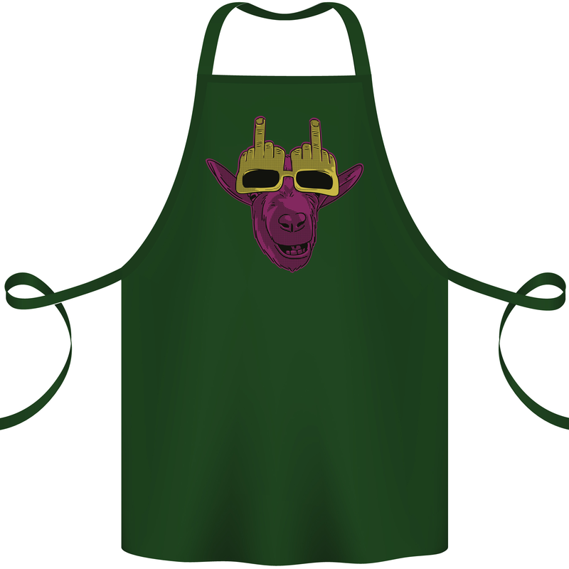 Offensive Goat With Finger Flip Glasses Cotton Apron 100% Organic Forest Green