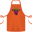 Offensive Goat With Finger Flip Glasses Cotton Apron 100% Organic Orange