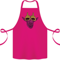 Offensive Goat With Finger Flip Glasses Cotton Apron 100% Organic Pink