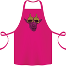 Offensive Goat With Finger Flip Glasses Cotton Apron 100% Organic Pink