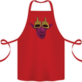 Offensive Goat With Finger Flip Glasses Cotton Apron 100% Organic Red
