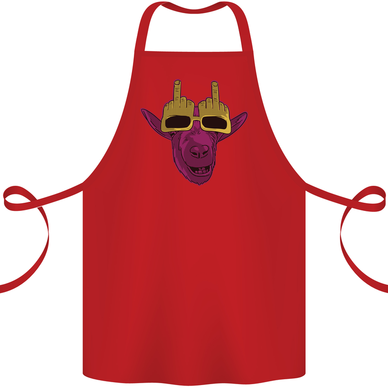 Offensive Goat With Finger Flip Glasses Cotton Apron 100% Organic Red