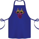 Offensive Goat With Finger Flip Glasses Cotton Apron 100% Organic Royal Blue