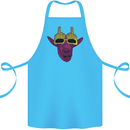 Offensive Goat With Finger Flip Glasses Cotton Apron 100% Organic Turquoise