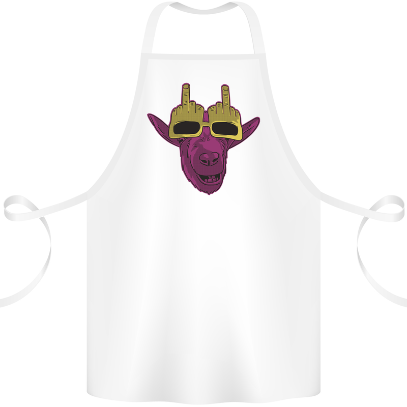 Offensive Goat With Finger Flip Glasses Cotton Apron 100% Organic White