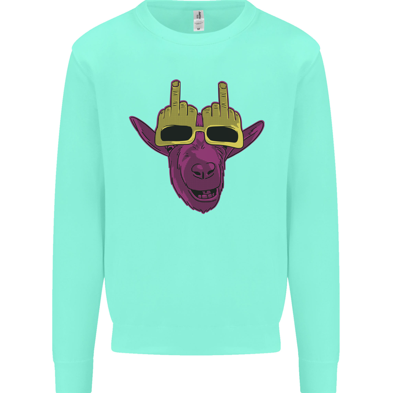 Offensive Goat With Finger Flip Glasses Kids Sweatshirt Jumper Peppermint