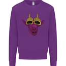 Offensive Goat With Finger Flip Glasses Kids Sweatshirt Jumper Purple