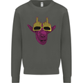 Offensive Goat With Finger Flip Glasses Kids Sweatshirt Jumper Storm Grey