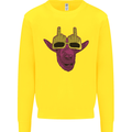 Offensive Goat With Finger Flip Glasses Kids Sweatshirt Jumper Yellow