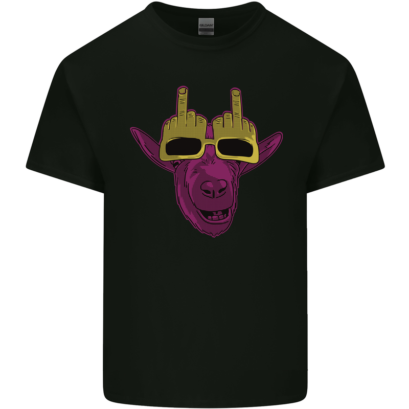 Offensive Goat With Finger Flip Glasses Kids T-Shirt Childrens Black