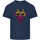 Offensive Goat With Finger Flip Glasses Kids T-Shirt Childrens Navy Blue