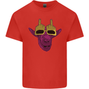 Offensive Goat With Finger Flip Glasses Kids T-Shirt Childrens Red