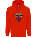 Offensive Goat With Finger Flip Glasses Mens 80% Cotton Hoodie Bright Red