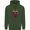 Offensive Goat With Finger Flip Glasses Mens 80% Cotton Hoodie Forest Green