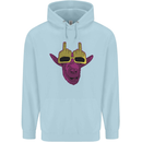 Offensive Goat With Finger Flip Glasses Mens 80% Cotton Hoodie Light Blue