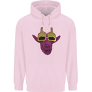 Offensive Goat With Finger Flip Glasses Mens 80% Cotton Hoodie Light Pink