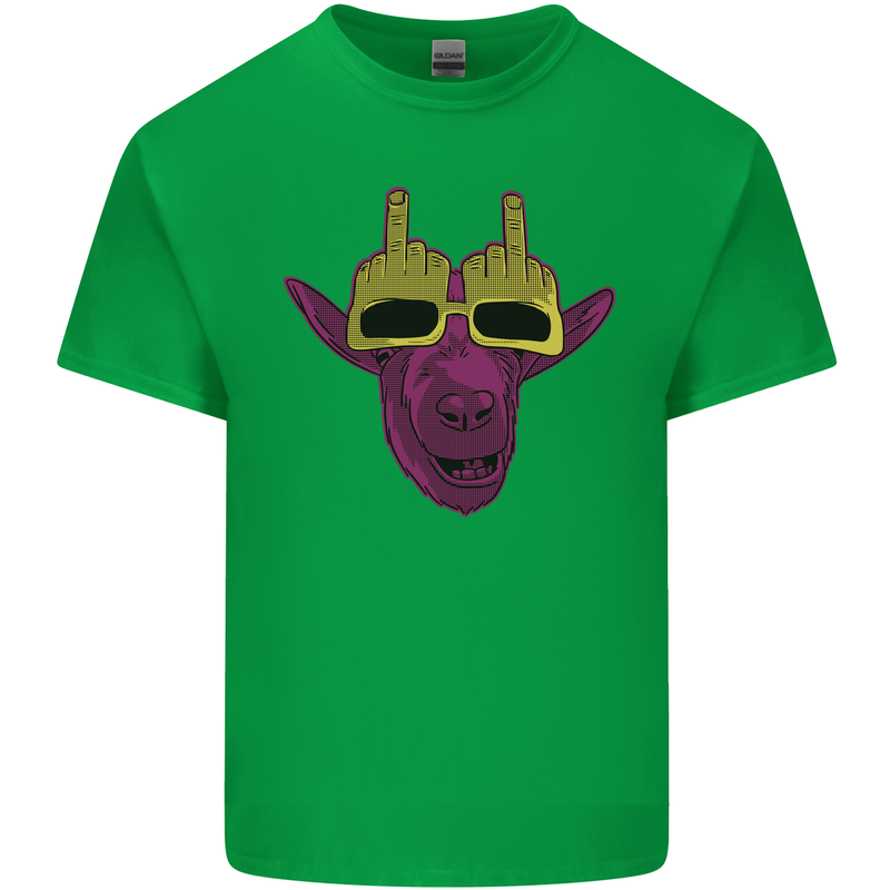 Offensive Goat With Finger Flip Glasses Mens Cotton T-Shirt Tee Top Irish Green