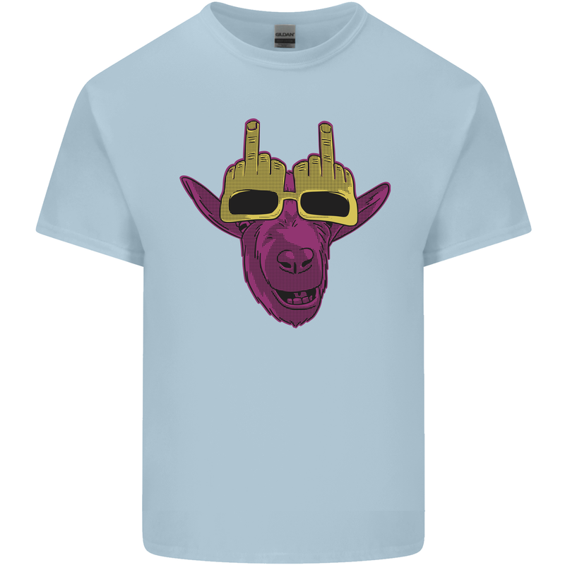 Offensive Goat With Finger Flip Glasses Mens Cotton T-Shirt Tee Top Light Blue