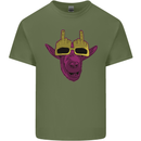 Offensive Goat With Finger Flip Glasses Mens Cotton T-Shirt Tee Top Military Green