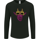 Offensive Goat With Finger Flip Glasses Mens Long Sleeve T-Shirt Black