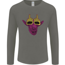 Offensive Goat With Finger Flip Glasses Mens Long Sleeve T-Shirt Charcoal