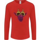 Offensive Goat With Finger Flip Glasses Mens Long Sleeve T-Shirt Red