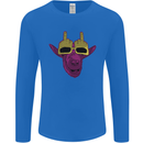 Offensive Goat With Finger Flip Glasses Mens Long Sleeve T-Shirt Royal Blue