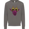 Offensive Goat With Finger Flip Glasses Mens Sweatshirt Jumper Charcoal