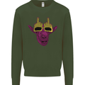 Offensive Goat With Finger Flip Glasses Mens Sweatshirt Jumper Forest Green