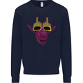 Offensive Goat With Finger Flip Glasses Mens Sweatshirt Jumper Navy Blue