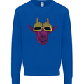 Offensive Goat With Finger Flip Glasses Mens Sweatshirt Jumper Royal Blue
