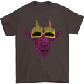 Offensive Goat With Finger Flip Glasses Mens T-Shirt 100% Cotton Dark Chocolate
