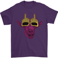 Offensive Goat With Finger Flip Glasses Mens T-Shirt 100% Cotton Purple