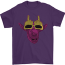 Offensive Goat With Finger Flip Glasses Mens T-Shirt 100% Cotton Purple