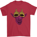 Offensive Goat With Finger Flip Glasses Mens T-Shirt 100% Cotton Red