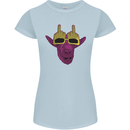 Offensive Goat With Finger Flip Glasses Womens Petite Cut T-Shirt Light Blue