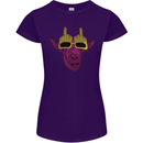 Offensive Goat With Finger Flip Glasses Womens Petite Cut T-Shirt Purple