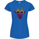 Offensive Goat With Finger Flip Glasses Womens Petite Cut T-Shirt Royal Blue