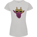 Offensive Goat With Finger Flip Glasses Womens Petite Cut T-Shirt Sports Grey