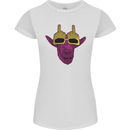 Offensive Goat With Finger Flip Glasses Womens Petite Cut T-Shirt White